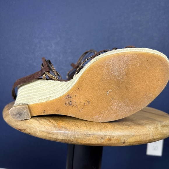 Aldo "Cooey" Brown and Tan Wedge Sandals, Size EU 40 (US 9) - Picture 10 of 11